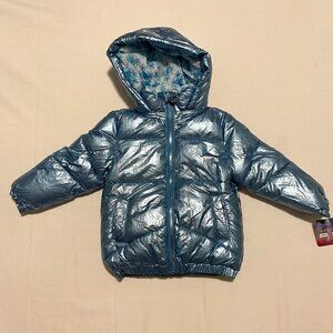 Disney Frozen 2 Metallic Blue Hooded Jacket Toddler Girls 2T